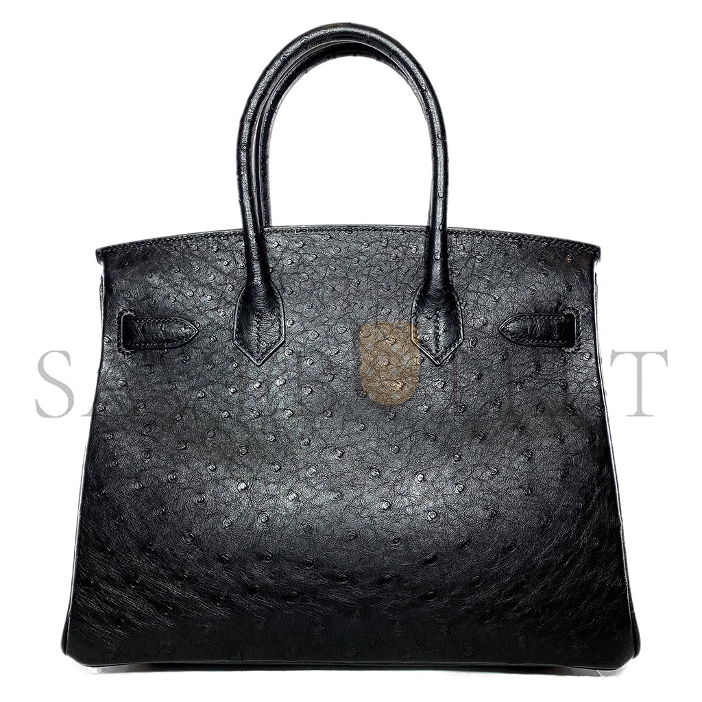 HERMÈS MASTER BIRKIN 30 BLACK OSTRICH ROSE GOLD HARDWARE 346920 (30*24*16cm)